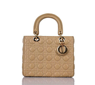lady dior lambskin leather bag 6322 apricot with gold hardware - Click Image to Close